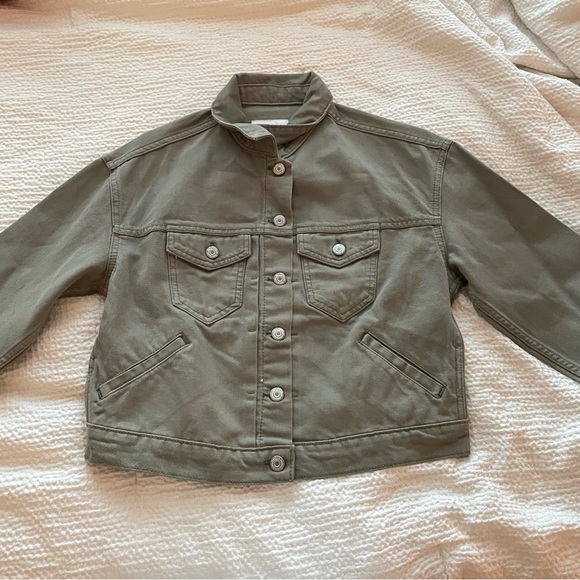 NWOT Old Navy Army Green Denim Jacket - Picture 2 of 5